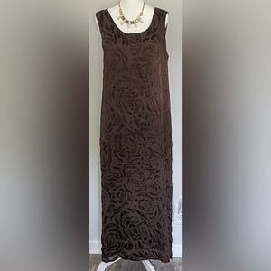 VINTAGE dress. Tropical Tantrum of Maui, brown, silk/rayon, large